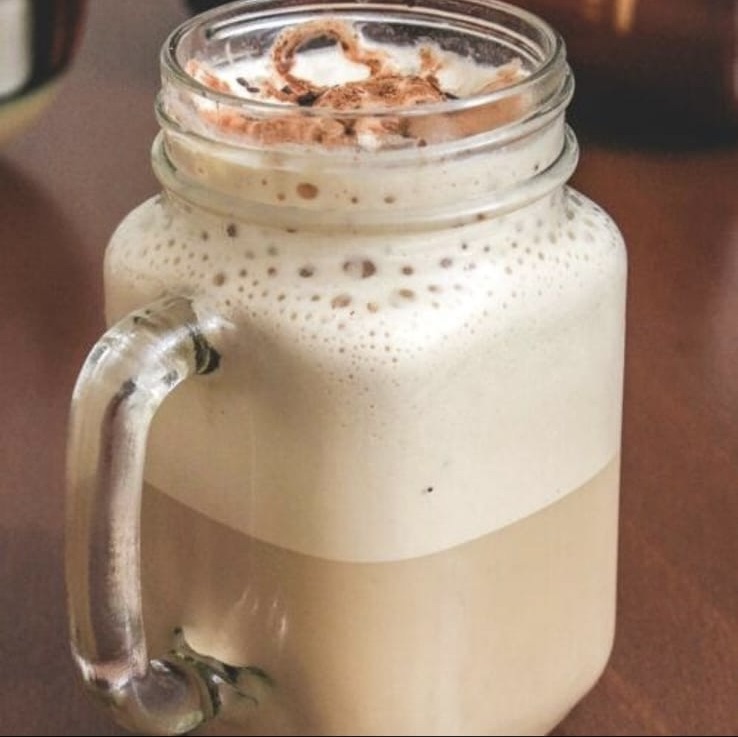 Iced coffee drink in a mason jar